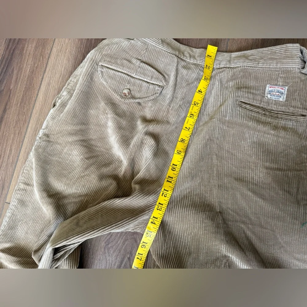 Vintage Polo Ralph Lauren 31x30 Khaki‎ Corduroy Pleated Made In USA